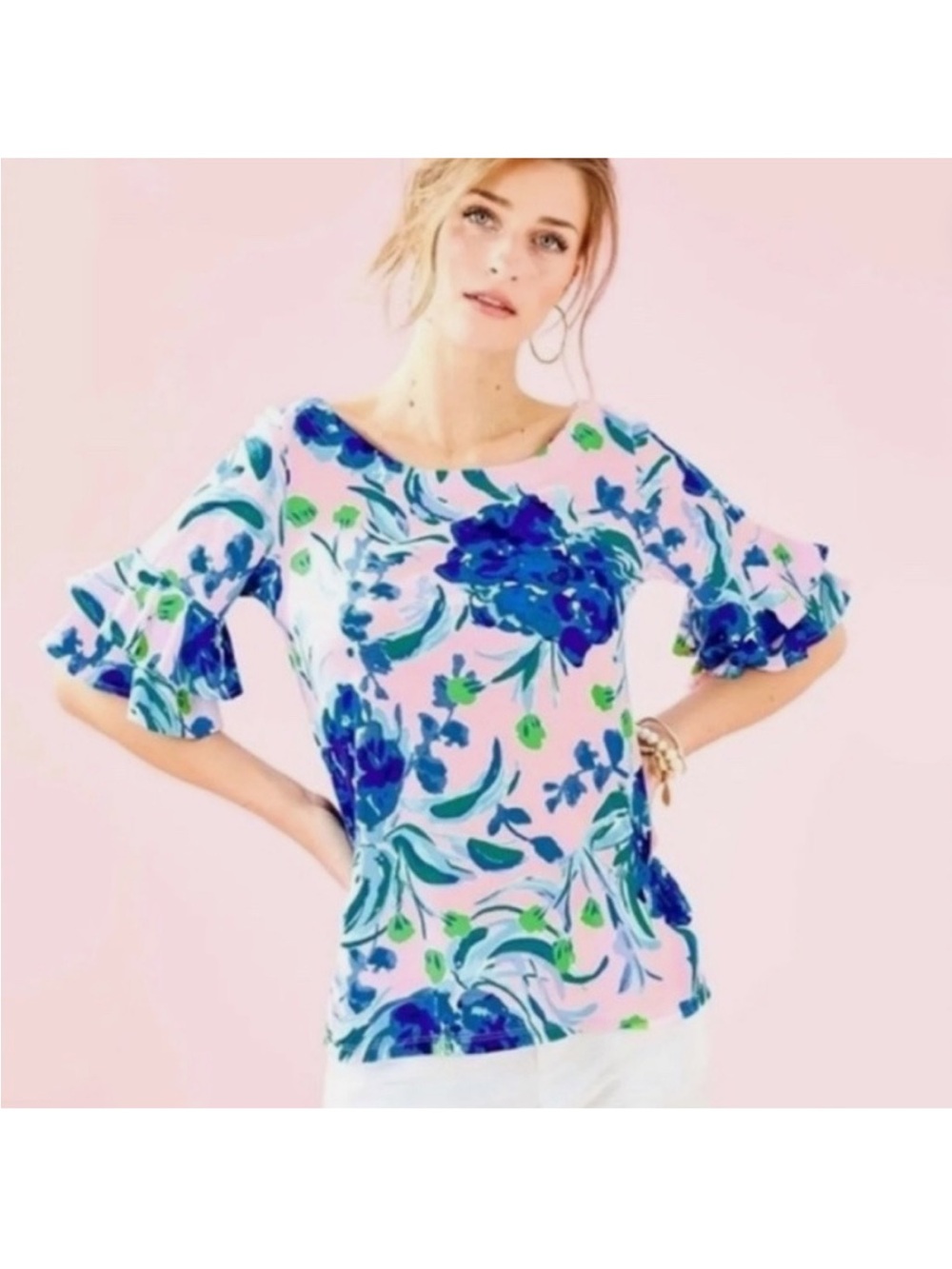 Lilly Pulitzer Lula Top in Pink Tropics Sweet Pea.        (NWOT)      Sz Small